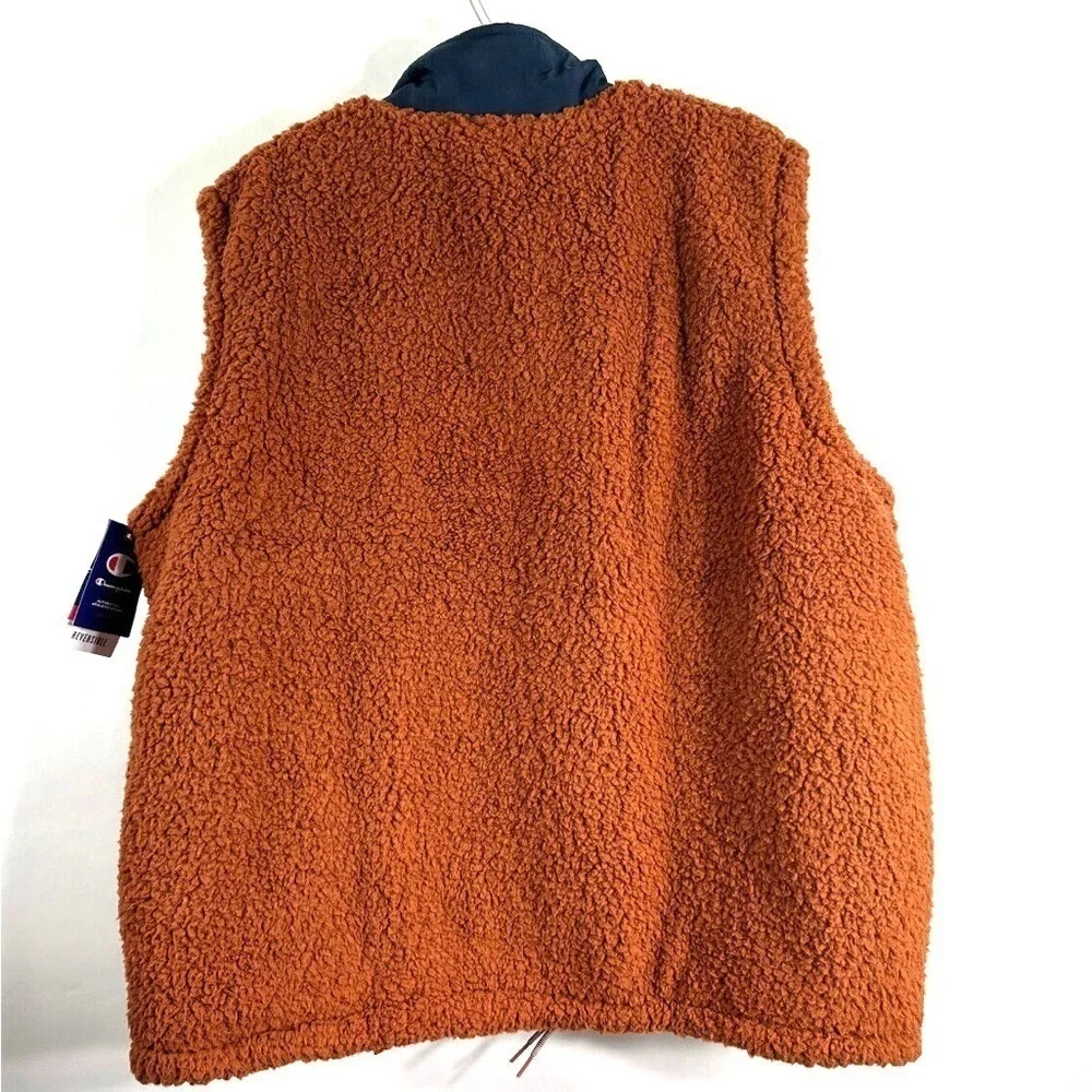 Champion AOP Reversible Deep High Pile Shearling Sherpa Vest Size Medium NWT